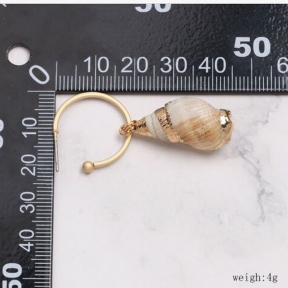 Shell Conch Cowrie Hoop Earrings - Picture 2 of 3